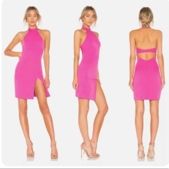 NBD Dresses & Skirts - NBD Sugar Pine Bodycon dress NWT Pink Fuschia High Neck Small